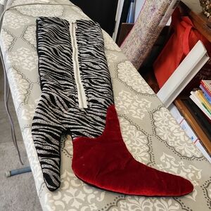 Zebra Print and Red Velvet Holiday Stocking